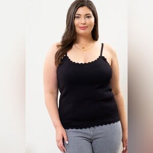 Nwt Blu Pepper Black‎ Scalloped Tank Top size 2x